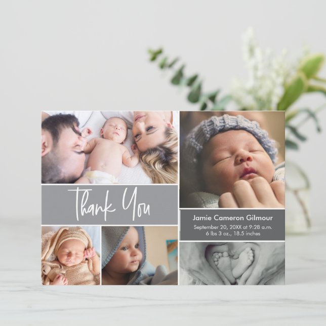 Carte De Remerciements Manutention de Baby shower de Collage de Photo Mod (Debout devant)