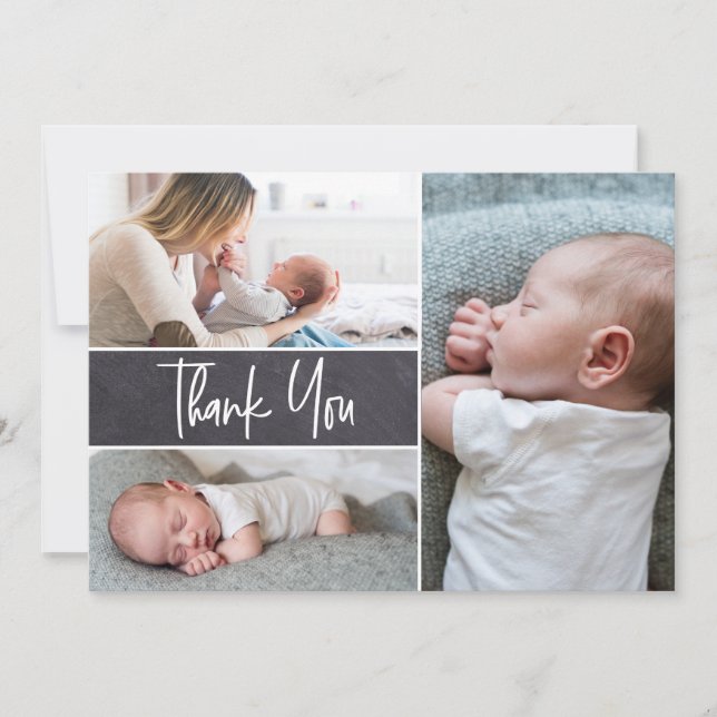 Carte De Remerciements Manutention moderne Baby shower 3 photos (Devant)