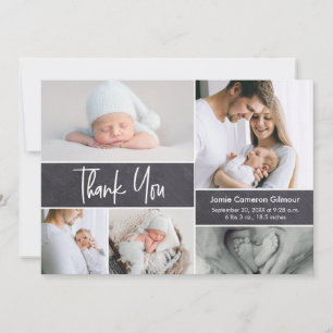 Carte De Remerciements Manutention Photo Collage Baby shower moderne