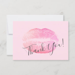Carte De Remerciements Maquillage rose pâle Beauté Lip Gloss
