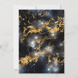 Carte De Remerciements Marbre Doré Nuit Étoilée Amoureux de l'Espace Gala