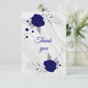 Carte De Remerciements marbre gris argent royal