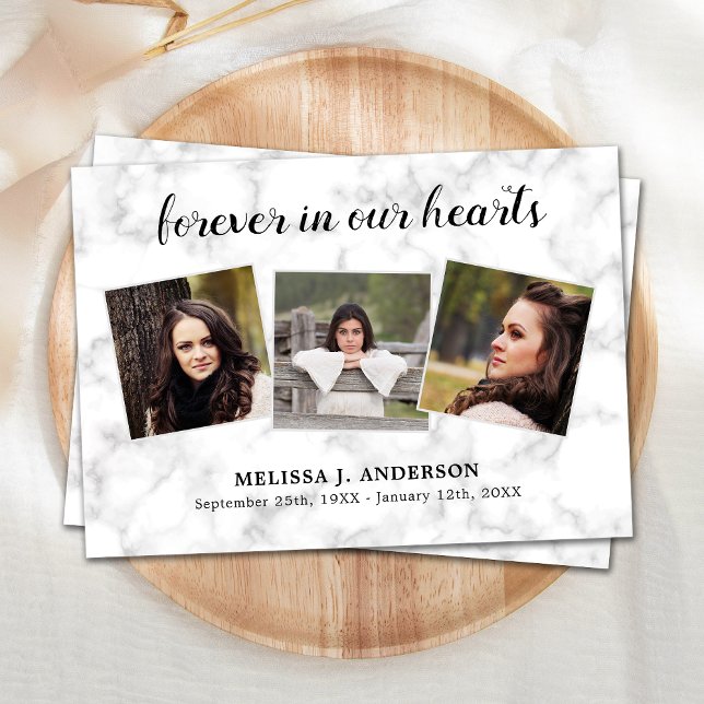 Carte De Remerciements Marbre Pour Toujours Dans Nos Coeurs Sympathie Fun (Créateur téléchargé)