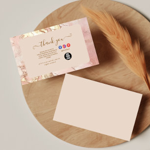 Carte De Remerciements Marbre Rose Élégant Or Professionnel