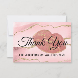 Carte De Remerciements Marbre rose Or Agate Lip Gloss Maquillage