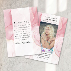 Carte De Remerciements Marbre rose Sympathy Funeral Memorial