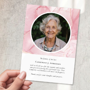 Carte De Remerciements Marbre rose Sympathy Memorial Funérailles