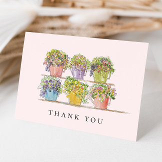 Carte De Remerciements Marché de fleurs de printemps joyeux Rose pâle