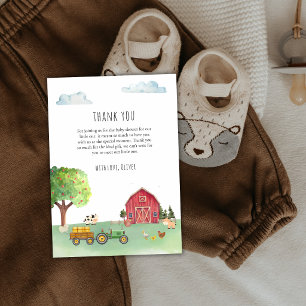Carte De Remerciements Marché de tracteurs pour bébés Shower Rouge de la