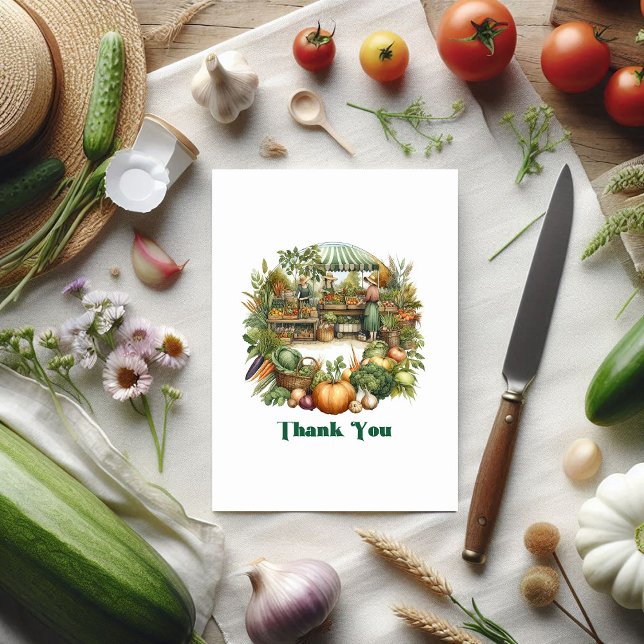 Carte De Remerciements Marché des fermiers rustiques cultivés localement  (Locally Grown Rustic Farmers Market Birthday Thank You Card)