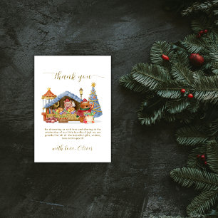 Carte De Remerciements Marché d'hiver de fermier Teddy Bear Baby Shower
