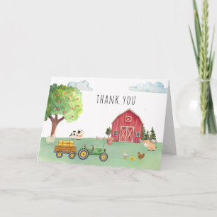 Carte De Remerciements Marché fermier Fête de bébé Tracteur Rouge de la c