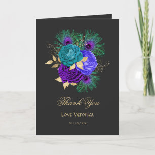 Carte De Remerciements Mardi Gras aquarelle floral Quinceañera espagnol