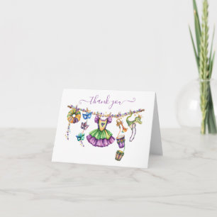 Carte De Remerciements Mardi Gras Clothesline fille Baby shower