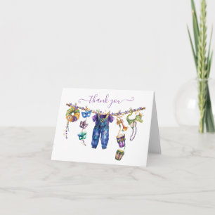 Carte De Remerciements Mardi Gras Clothesline garçon Baby shower