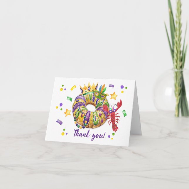 Carte De Remerciements Mardi Grass King Boy Folded Thank You Card (Devant)