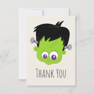 Carte De Remerciements Mare Green Frankenstein Monster face Halloween