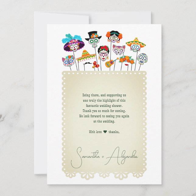Carte De Remerciements Margs & Mariage Fiesta Mexicaine Couples Douche (Devant)