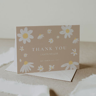 Carte de remerciements marguerite beige