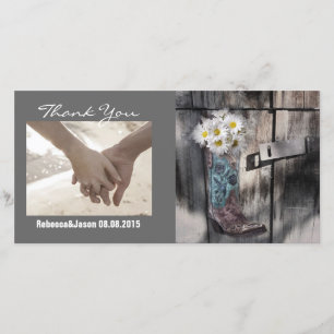 Carte De Remerciements marguerite rustique pays occidental cowboy mariage