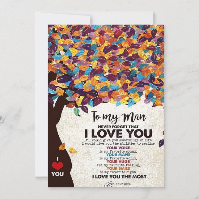 Carte De Remerciements Mari À Mon Homme J'Aime Mari (Devant)