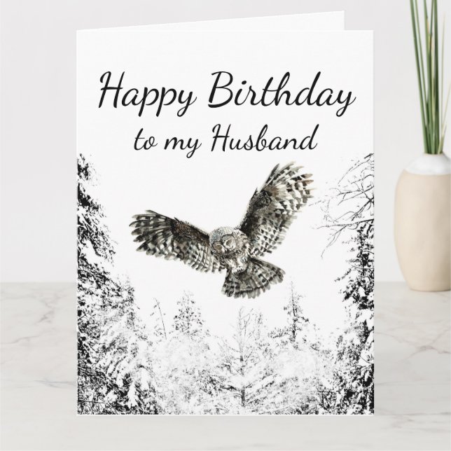 Carte De Remerciements Mari d'anniversaire Love Strike Owl Nature Art (Devant)