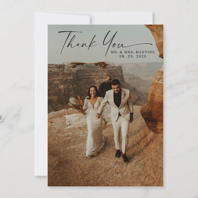 Carte De Remerciements Mariage 2-Photos écriture manuscrite  (Devant)