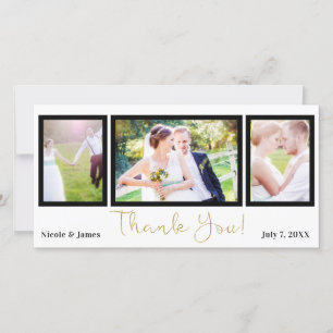 Carte De Remerciements Mariage 3 Photo Image Remerciement Noir Or