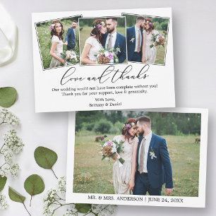 Carte De Remerciements Mariage 4 Photo Moderne Minimaliste Calligraphie A