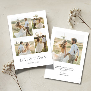 Carte De Remerciements Mariage 5 Photos Typographie Moderne Amour & Remer