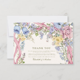 Carte De Remerciements Mariage à cadre floral vintage
