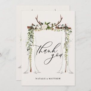 Carte De Remerciements Mariage à canopée fleurie rustique et aquarelle