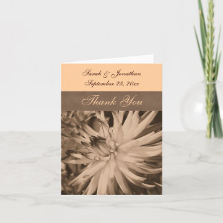 Carte De Remerciements Mariage à fleurs Sepia Dahlia