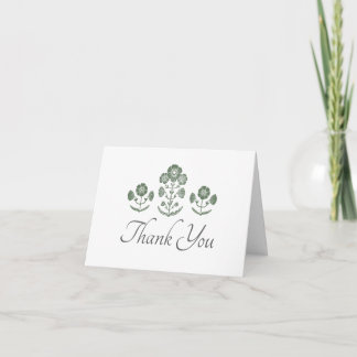 Carte De Remerciements Mariage à impression botanique verte et blanche