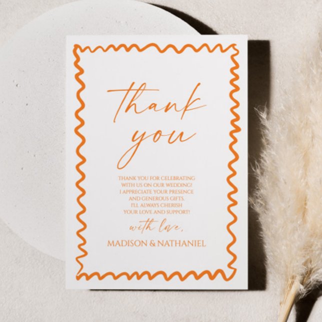 Carte De Remerciements Mariage à la frontière ondulée de citron fantaisis (Créateur téléchargé)