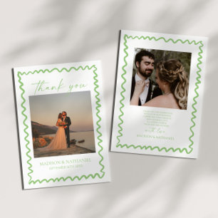 Carte De Remerciements Mariage à la frontière ondulée verte citron capric