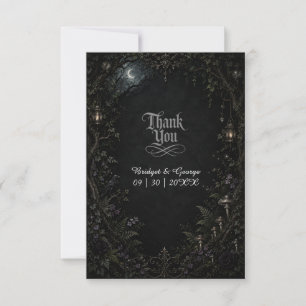 Carte De Remerciements Mariage à la lanterne lunaire de la forêt gothique