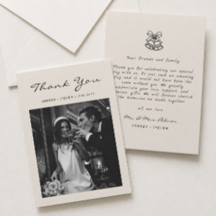 Carte De Remerciements Mariage à l'ancienne argent main levée