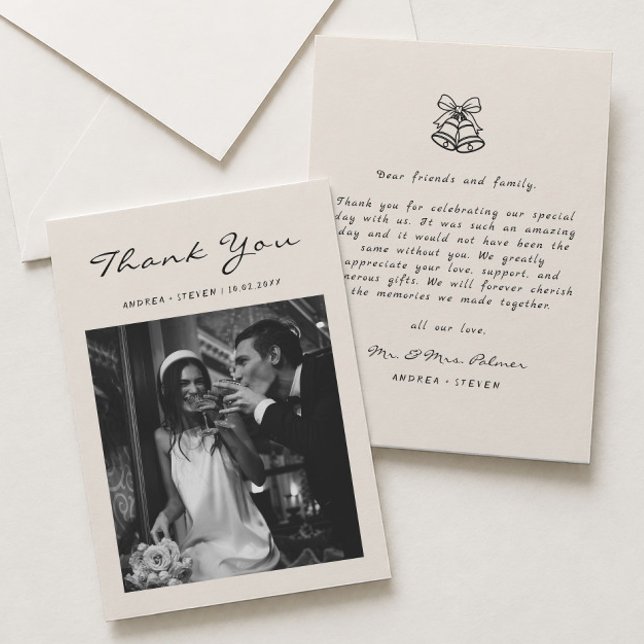 Carte De Remerciements Mariage à l'ancienne argent main levée (Créateur téléchargé)