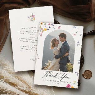 Carte De Remerciements Mariage à l'arche de style aquarelle moderne Wildf