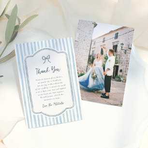 Carte De Remerciements Mariage à rubans rétro fantaisistes et rayures ble