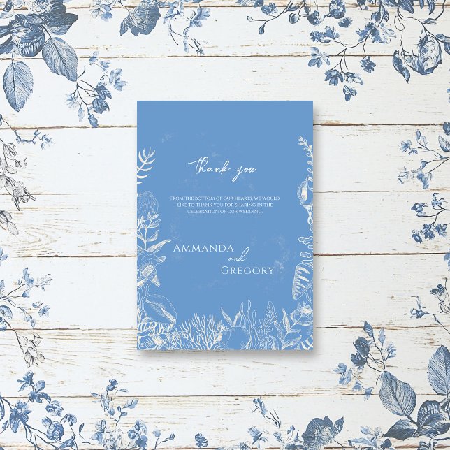 Carte De Remerciements Mariage à thème Blue Toile Ocean (Créateur téléchargé)