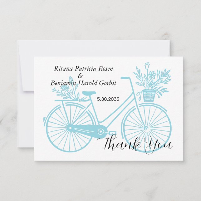Carte De Remerciements Mariage à vélo (Devant)