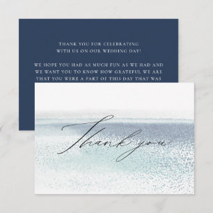 Carte De Remerciements Mariage Abstrait Aquarelle Bleue Plage Océanique