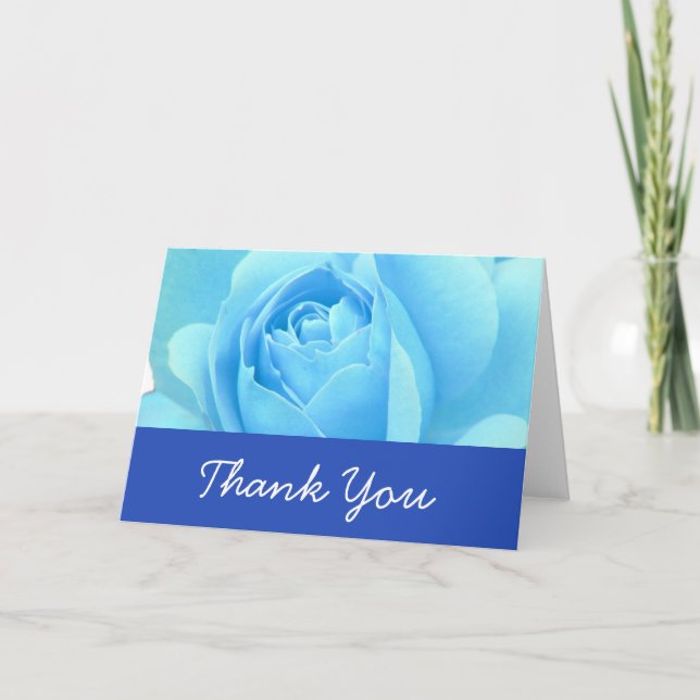Carte De Remerciements Mariage, Amour, Rose bleu (Devant)