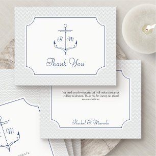 Carte de remerciements Mariage Ancre nautique