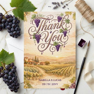 Carte De Remerciements Mariage aquarelle au vignoble de Napa Valley