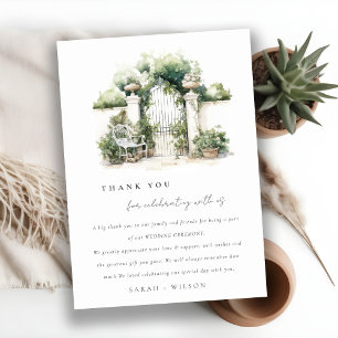 Carte De Remerciements Mariage Aquarelle de Paysage de Jardin Français Él