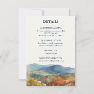 Carte De Remerciements Mariage aquarelle en automne dans les monts Blue R