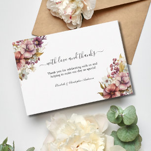 Carte De Remerciements Mariage Aquarelle Fleur Sauvage Rose Pourpre